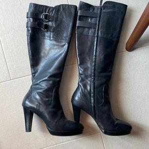 Sexy Cole Hana Knee Height Heeled Leather Boots